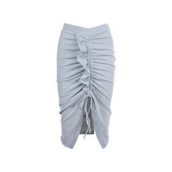 Fusta de dama casual cu talie inalta si cu fanta in doua culori