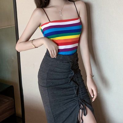 Fusta de dama casual cu talie inalta si cu fanta in doua culori