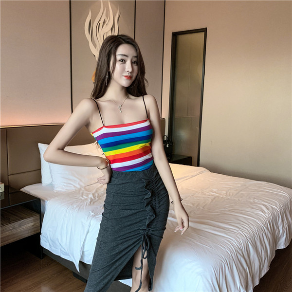 Fusta de dama casual cu talie inalta si cu fanta in doua culori