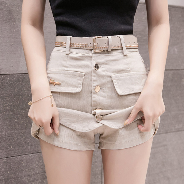 Fusta - pantaloni in doua culori cu talie inalta