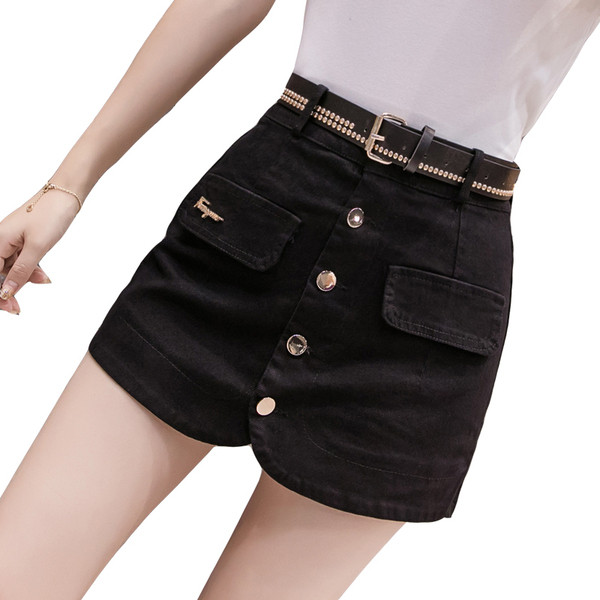 Fusta - pantaloni in doua culori cu talie inalta