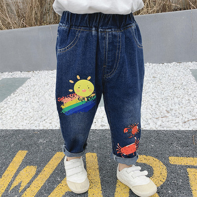 Blugi moderni pentru copii cu aplicatie-pentru fete