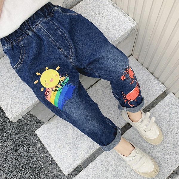 Blugi moderni pentru copii cu aplicatie-pentru fete