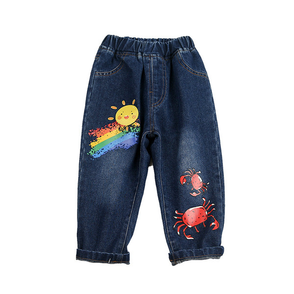 Blugi moderni pentru copii cu aplicatie-pentru fete