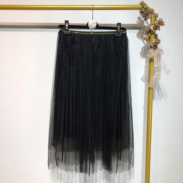 Fusta de dama plisata din tul in doua culori