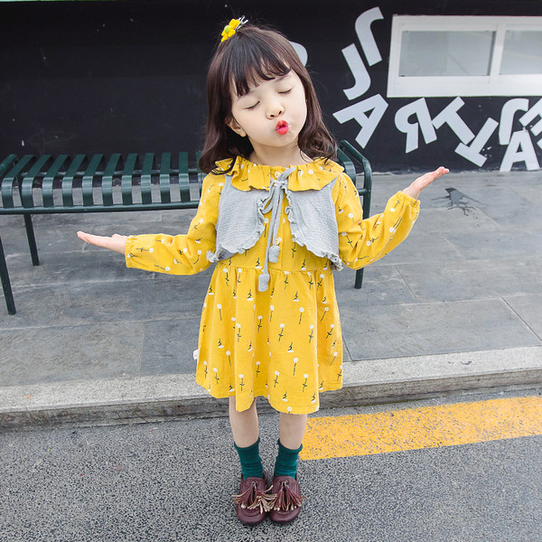 Актуална детска рокля в два цвята-с дълъг ръкав