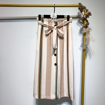 Fusta lunga in dungi cu nasturi si cravate in talie