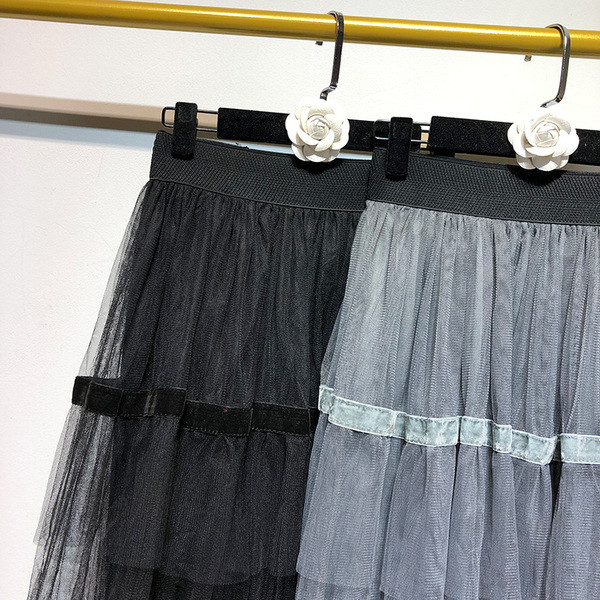 Fusta de dama lunga din tul in doua culori