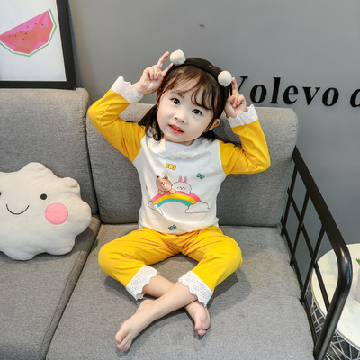 Model nou de pijamale pentru copii pentru fete - in galben si roz