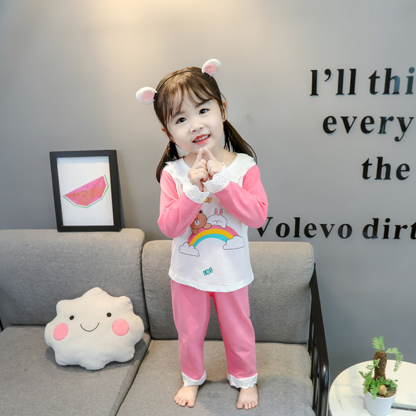 Model nou de pijamale pentru copii pentru fete - in galben si roz