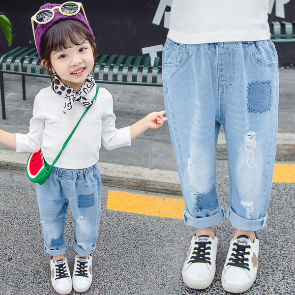 Blugi pentru copii la modă pentru fete-în culoare deschisă