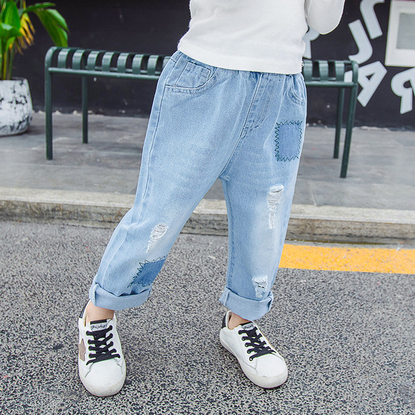 Blugi pentru copii la modă pentru fete-în culoare deschisă