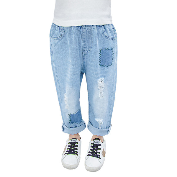 Blugi pentru copii la modă pentru fete-în culoare deschisă