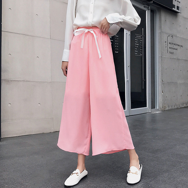 Pantaloni casual dama in patru culori cu cravate