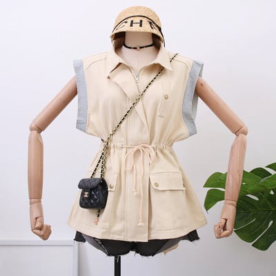 Model nou de vesta dama cu cravate in doua culori