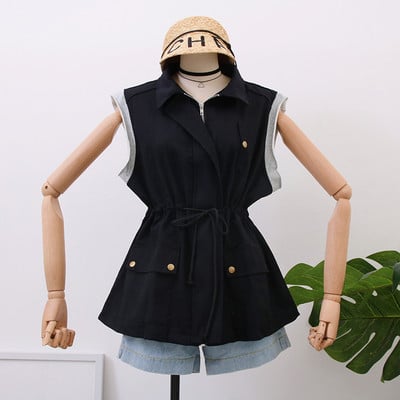 Model nou de vesta dama cu cravate in doua culori