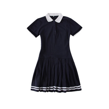 Rochie de dama model nou cu maneci scurte in alb si albastru