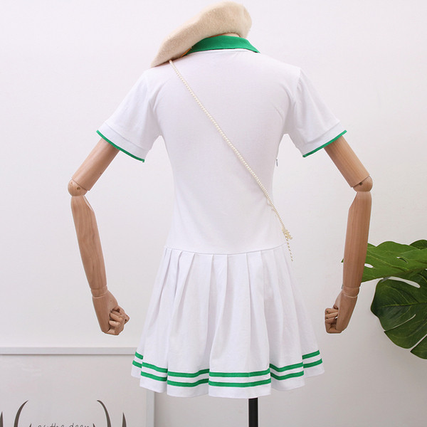 Rochie de dama model nou cu maneci scurte in alb si albastru