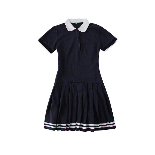 Rochie de dama model nou cu maneci scurte in alb si albastru