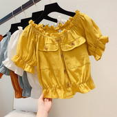 Bluză de damă cu mâneci scurte și umerii goi