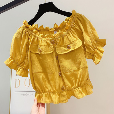 Bluză de damă cu mâneci scurte și umerii goi