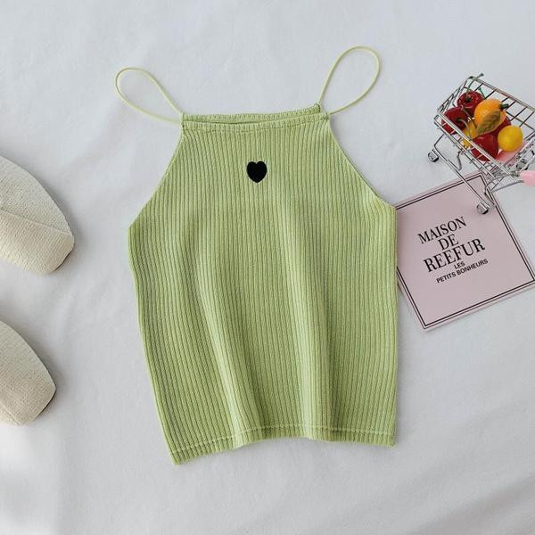 Maieu casual dama cu bretele subtiri in mai multe culori si broderie