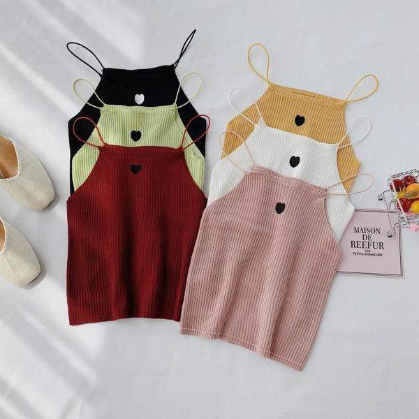 Maieu casual dama cu bretele subtiri in mai multe culori si broderie