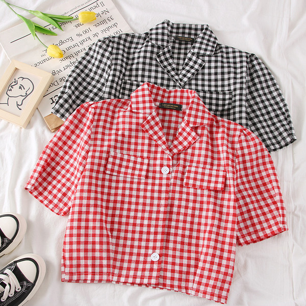 Cămașă elegantă de damă cu nasturi în verde, roșu și negru