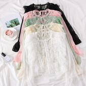Camasa de dama model nou cu tul, dantela si maneci lungi