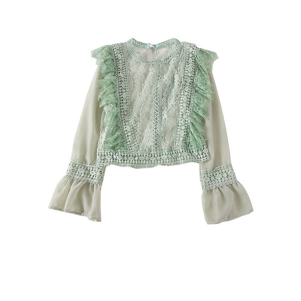 Camasa de dama model nou cu tul, dantela si maneci lungi