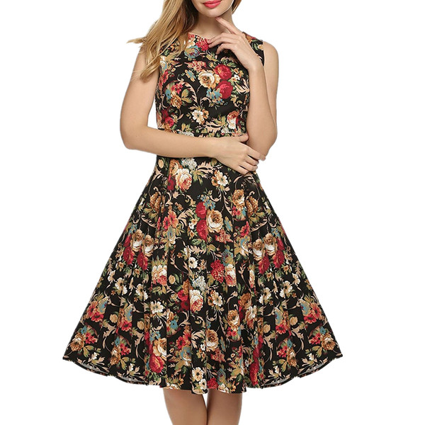 Rochie moderna de dama cu motiv floral in mai multe culori