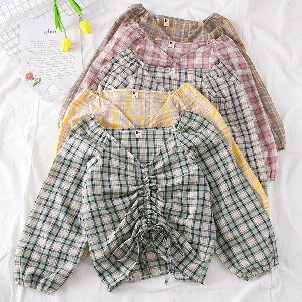 Bluză de damă modernă cu decolteu în V și șireturi - mai multe culori