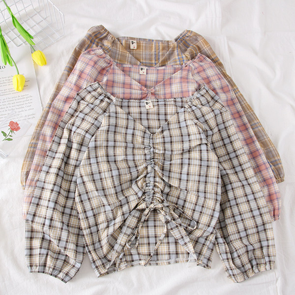 Bluză de damă modernă cu decolteu în V și șireturi - mai multe culori