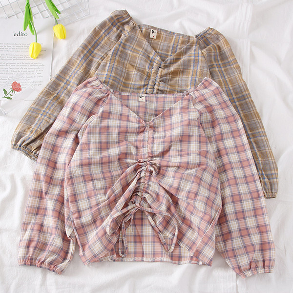 Bluză de damă modernă cu decolteu în V și șireturi - mai multe culori