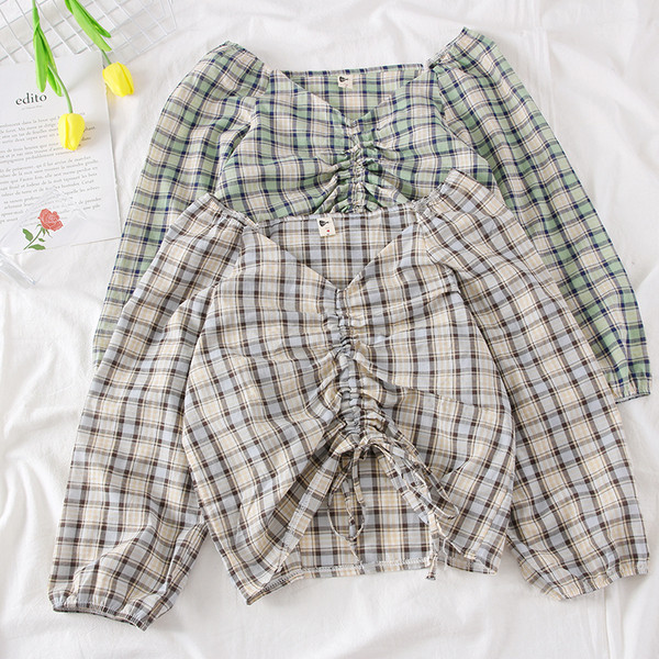 Bluză de damă modernă cu decolteu în V și șireturi - mai multe culori