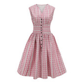 Rochie casual de dama cu decolteu in V in roz si albastru