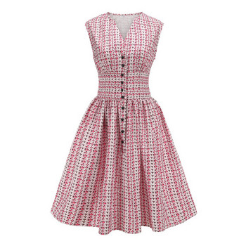 Rochie casual de dama cu decolteu in V in roz si albastru