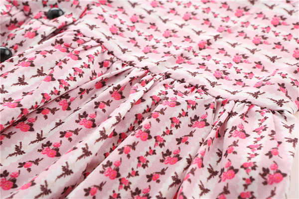 Rochie casual de dama cu decolteu in V in roz si albastru