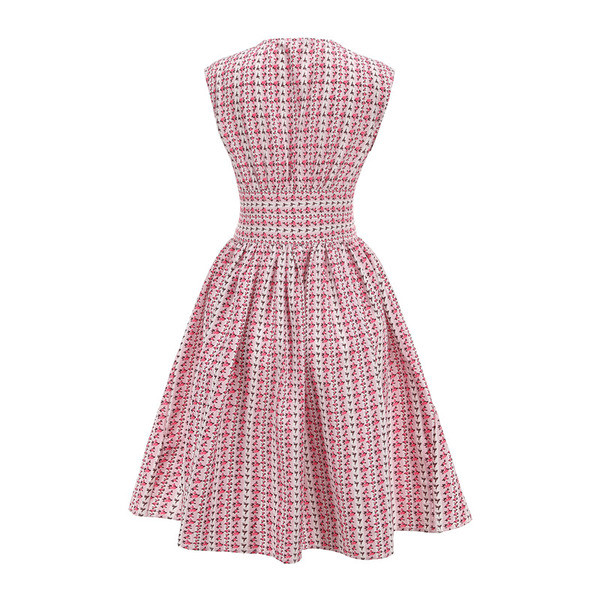 Rochie casual de dama cu decolteu in V in roz si albastru