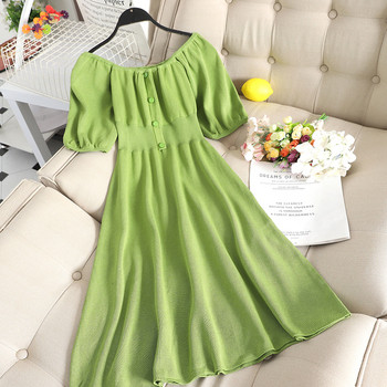 Rochie casual de dama cu maneci scurte si nasturi in diferite culori