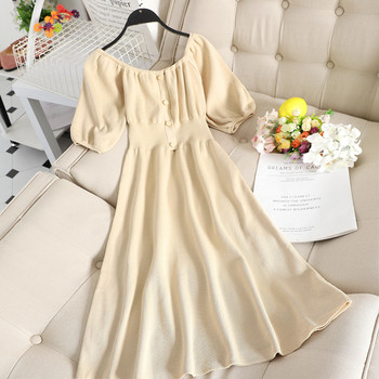 Rochie casual de dama cu maneci scurte si nasturi in diferite culori