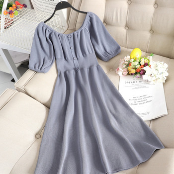 Rochie casual de dama cu maneci scurte si nasturi in diferite culori