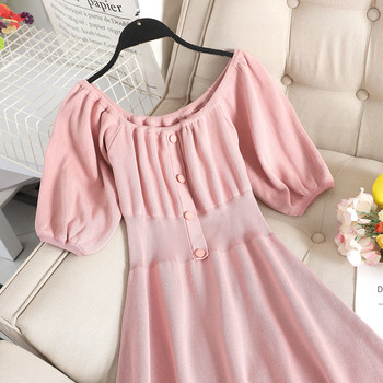 Rochie casual de dama cu maneci scurte si nasturi in diferite culori