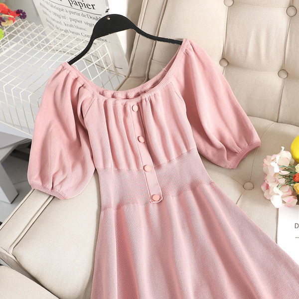 Rochie casual de dama cu maneci scurte si nasturi in diferite culori