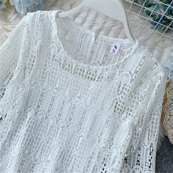 Bluză de damă din dantelă cu mâneci lungi în trei culori