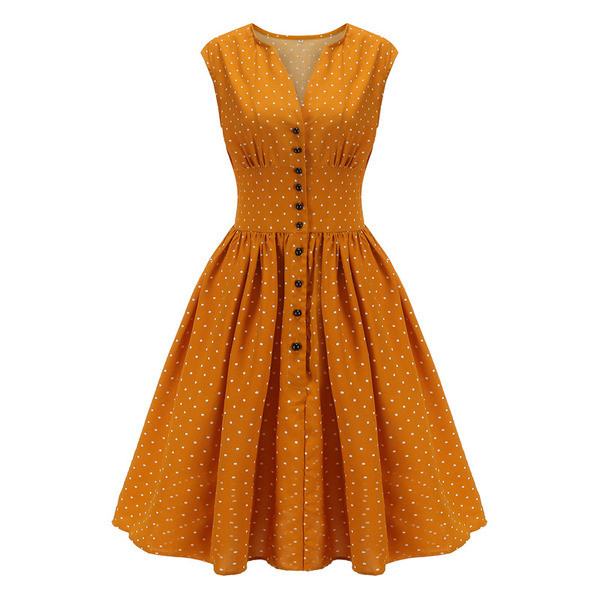 Rochie casual de dama cu puncte cu nasturi in mai multe culori