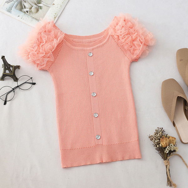 Bluza de dama cu maneca scurta si nasturi in mai multe culori