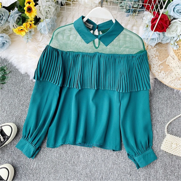 Cămașă modernă de damă cu molid și mâneci lungi în mai multe culori