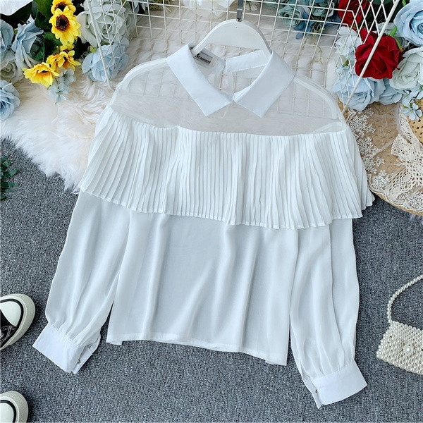 Cămașă modernă de damă cu molid și mâneci lungi în mai multe culori