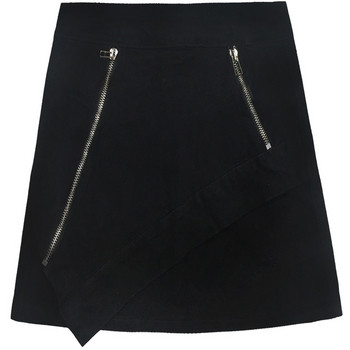 Fusta casual de dama cu talie inalta in alb si negru